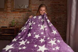 Top textil Mikroflanelová deka Hvězdy, fialová