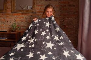 Top textil Mikroflanelová deka Hvězdy, černá