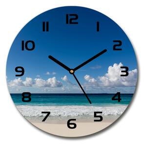 Skleněné hodiny kulaté Pláž Seychely pl_zso_30_c-f_116222008