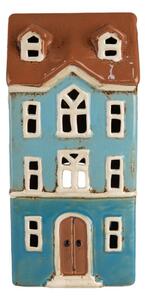 Modro-hnědý keramický domeček na čajovou svíčku Houthem XXXI – 11x9x22 cm