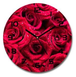 Skleněné hodiny kulaté Kapky na růžích pl_zso_30_c-f_122317792