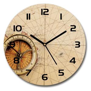 Skleněné hodiny na stěnu Kompas na mapě pl_zso_30_c-f_122551026