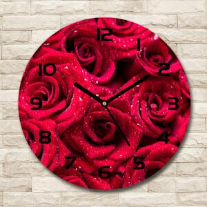 Skleněné hodiny kulaté Kapky na růžích pl_zso_30_c-f_122317792