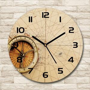 Skleněné hodiny na stěnu Kompas na mapě pl_zso_30_c-f_122551026
