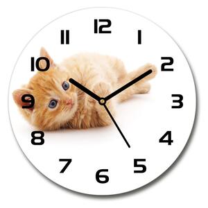 Skleněné nástěnné hodiny kulaté Červená kočka pl_zso_30_c-f_126034635