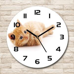 Skleněné nástěnné hodiny kulaté Červená kočka pl_zso_30_c-f_126034635