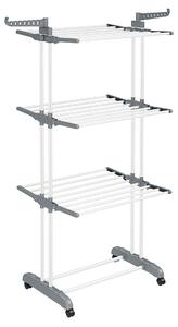 SONGMICS Věšák na sušení prádla 3 patra 128 x 172 x 64 cm bílý