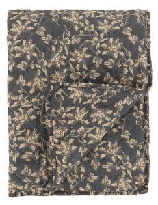 Tmavě šedý přehoz s listy Aix Vintage Quilt - 130*180 cm - Chic Antique