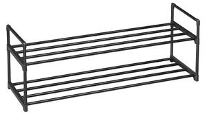 SONGMICS Skládací kovový botník 2 police 92 x 34 x 30 cm černý
