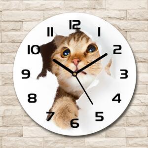 Skleněné hodiny kulaté Kočka v díře pl_zso_30_c-f_33902265