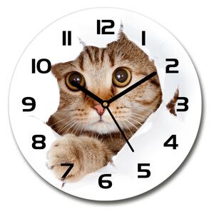 Skleněné nástěnné hodiny kulaté Kočka pl_zso_30_c-f_35664648
