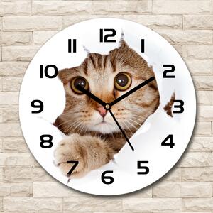 Skleněné nástěnné hodiny kulaté Kočka pl_zso_30_c-f_35664648