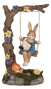 Dekorace králík s kohoutkem na houpačce - 20*12*32 cm - Clayre & Eef