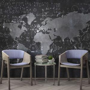 Fototapeta Tabule s mapou a matematickými rovnicemi, Fototapeta s mapou světa, Populární fototapety, u50408 - Tapeko.co.cz