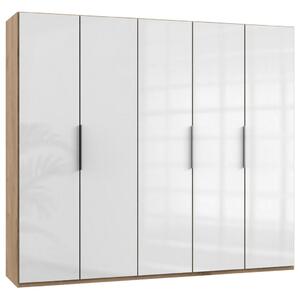 SKŘÍŇ S OTOČNÝMI DVEŘMI, barvy dubu, vysoce lesklá bílá, 250/216/58 cm MID.YOU - Šatní skříně, Online Only