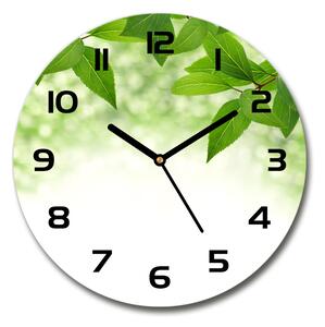 Skleněné hodiny kulaté Zelená listí pl_zso_30_c-f_51811576