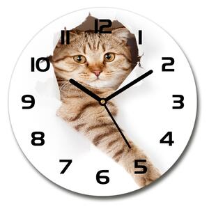 Skleněné nástěnné hodiny kulaté Kočka pl_zso_30_c-f_52539512