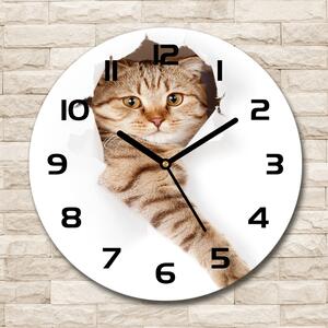 Skleněné nástěnné hodiny kulaté Kočka pl_zso_30_c-f_52539512