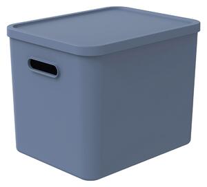Rotho Úložný box, rovný s víkem, 27l, modrá ALBU LIGHT, 37x29x30