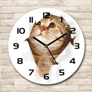 Skleněné nástěnné hodiny kulaté Kočka pl_zso_30_c-f_52539481