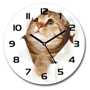 Skleněné nástěnné hodiny kulaté Kočka pl_zso_30_c-f_52539481