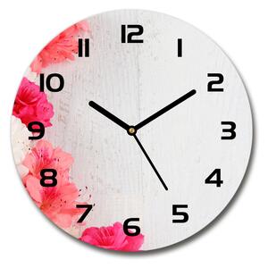 Skleněné nástěnné hodiny kulaté Květiny pl_zso_30_c-f_65120570
