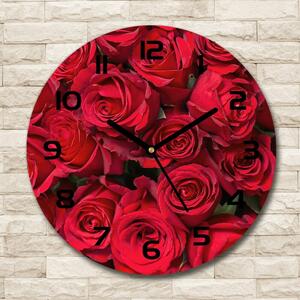 Skleněné hodiny kulaté Červené růže pl_zso_30_c-f_67561194