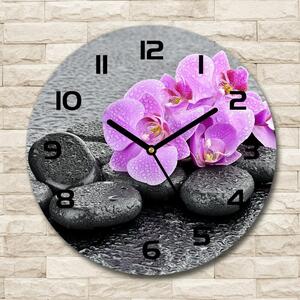 Skleněné hodiny kulaté Orchidej a kamení pl_zso_30_c-f_69189175