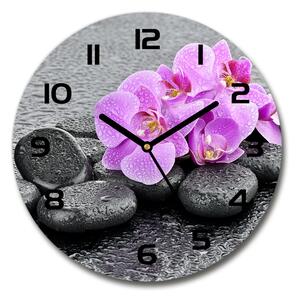 Skleněné hodiny kulaté Orchidej a kamení pl_zso_30_c-f_69189175