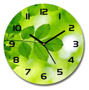 Skleněné hodiny kulaté Zelená listí pl_zso_30_c-f_72665242