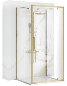 Rea Rapid Swing, 3-stěnový sprchový kout 90(dveře) x 80(stěna) x 195 cm, 6mm čiré sklo, zlatý matný profil, KPL-02520