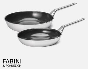 Fabini Sada pánví FABINI & Pohlreich 2.0, ø 26 cm + ø 30 cm, 2 díly - Nepřilnavé nerezové beznýtové pánve s keramickým povrchem z vícevrstvé nerezové oceli