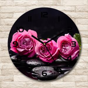 Skleněné hodiny kulaté Růžové růže pl_zso_30_c-f_77048055