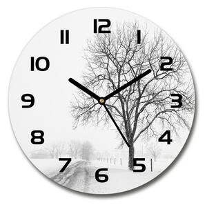 Skleněné hodiny na stěnu Strom zima pl_zso_30_c-f_80032038