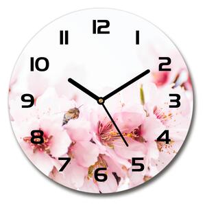 Skleněné hodiny kulaté Květy višně pl_zso_30_c-f_79943111