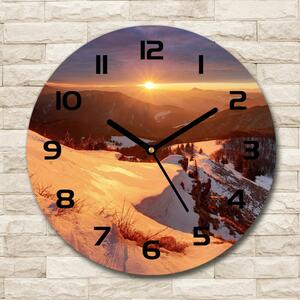 Skleněné hodiny na stěnu Zima v horách pl_zso_30_c-f_80261323