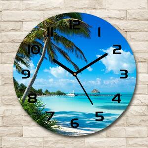 Skleněné hodiny na stěnu Tropická pláž pl_zso_30_c-f_80340825