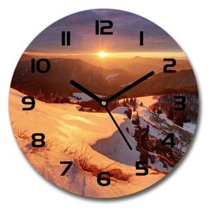 Skleněné hodiny na stěnu Zima v horách pl_zso_30_c-f_80261323