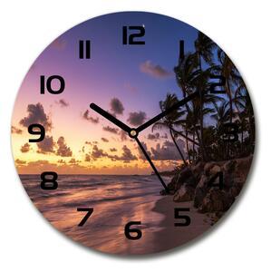 Skleněné hodiny kulaté Západ slunce na pláži pl_zso_30_c-f_82653610