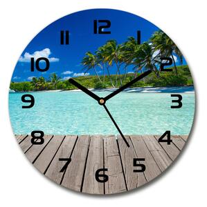 Skleněné hodiny kulaté Tropická pláž pl_zso_30_c-f_83145029