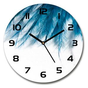 Skleněné hodiny kulaté Modrá pírka pl_zso_30_c-f_85450121