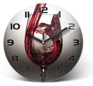 Skleněné hodiny kulaté Červené víno pl_zso_30_c-f_86527564