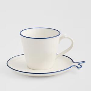 HOME & YOU Šálek s podšálkem ryba 260 ml - bílá