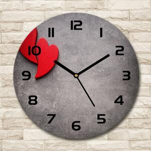 Skleněné hodiny na stěnu Červená srdce pl_zso_30_c-f_90748629