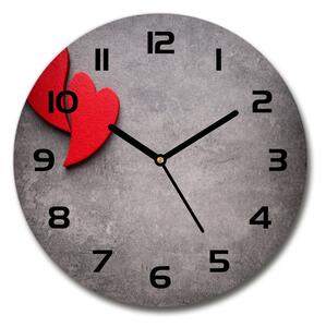 Skleněné hodiny na stěnu Červená srdce pl_zso_30_c-f_90748629