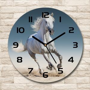 Skleněné hodiny kulaté Bílý kůň ve cvalu pl_zso_30_c-f_95257889