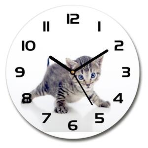 Skleněné nástěnné hodiny kulaté Malá kočka pl_zso_30_c-f_95620650
