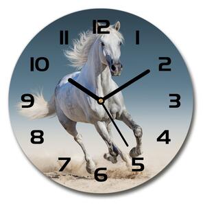 Skleněné hodiny kulaté Bílý kůň ve cvalu pl_zso_30_c-f_95257889