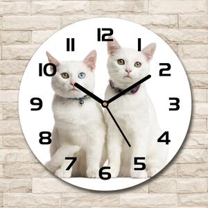 Skleněné hodiny kulaté Bílé kočky pl_zso_30_c-f_97350767