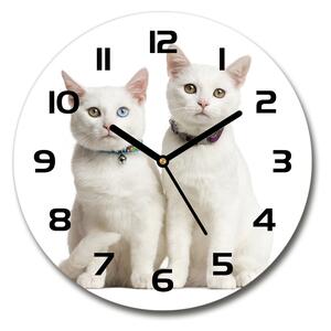Skleněné hodiny kulaté Bílé kočky pl_zso_30_c-f_97350767